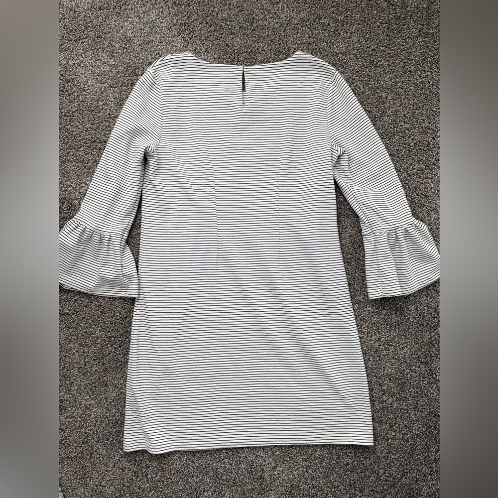 J. Crew Gray Sheath Dress with Bell Sleeves Medium size black and white cotton - Picture 5 of 15